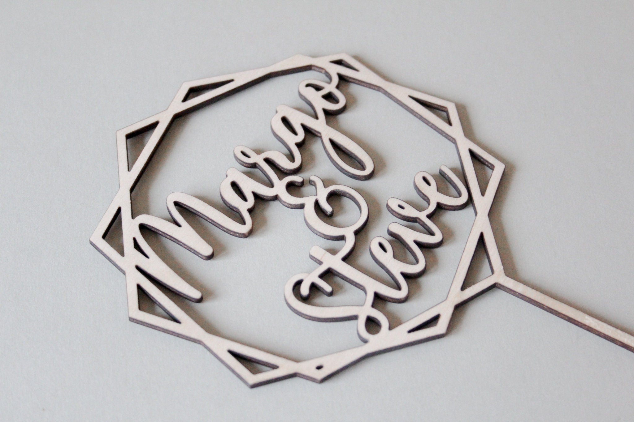 Custom Geometric Wedding Cake Topper, Minimal Wedding Topper