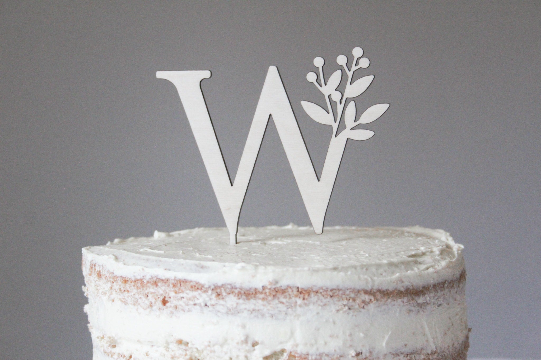 Wedding Cake Topper With Floral Initial, Monogram Wedding Topper