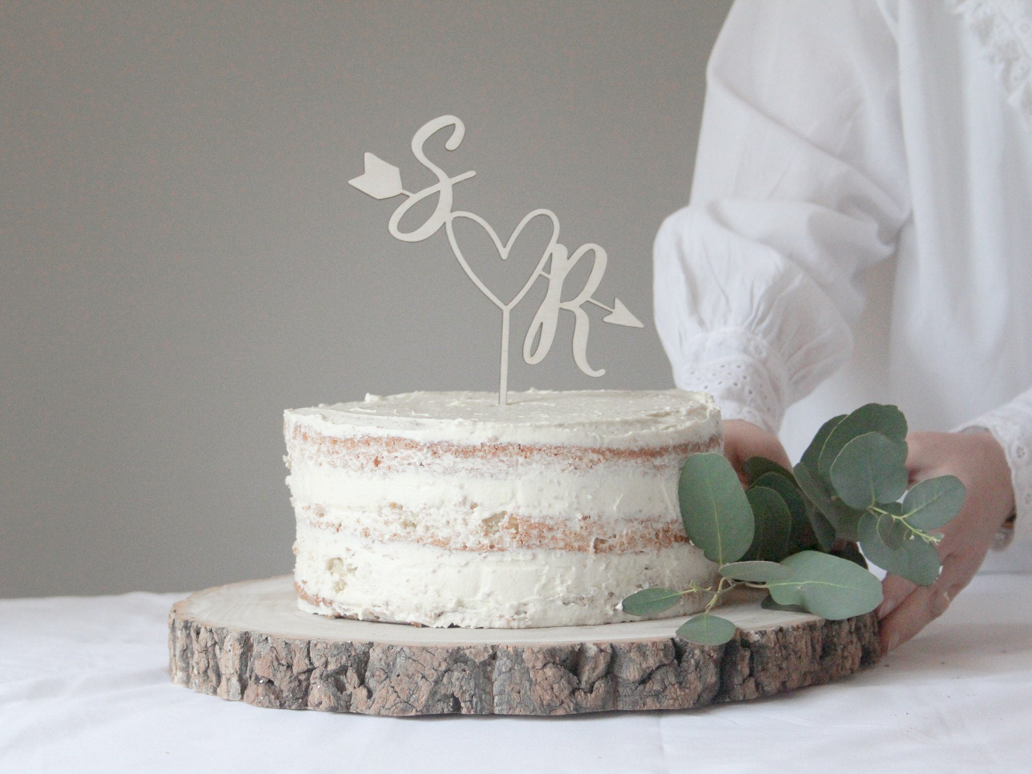 Arrow And Heart Wedding Cake Topper, Personalised Arrow Cake Topper