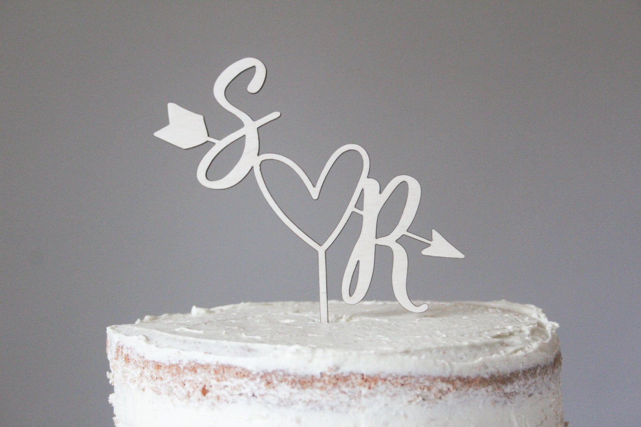 Arrow And Heart Wedding Cake Topper, Personalised Arrow Cake Topper