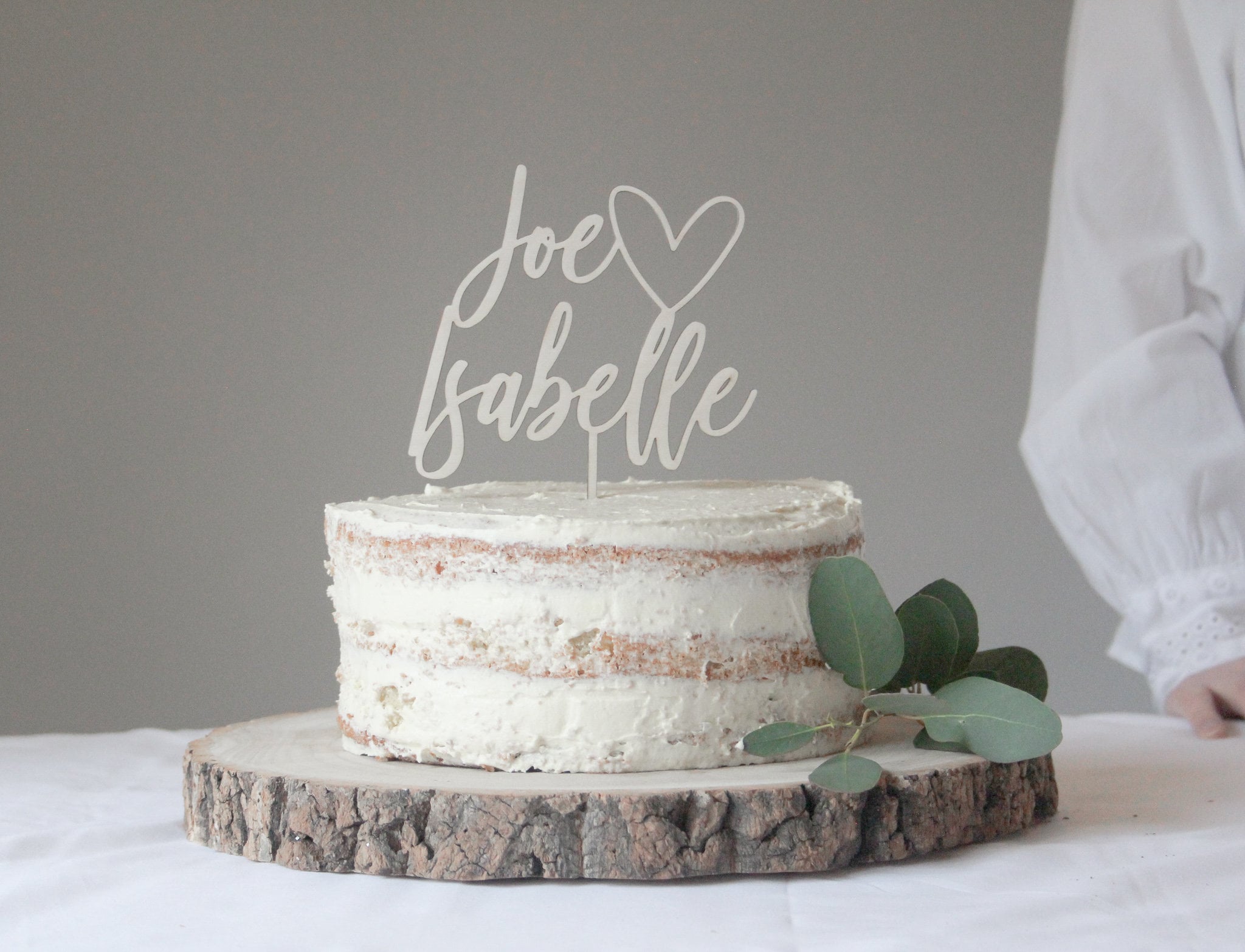 Wedding Cake Topper With Heart And First Names, Heart Topper