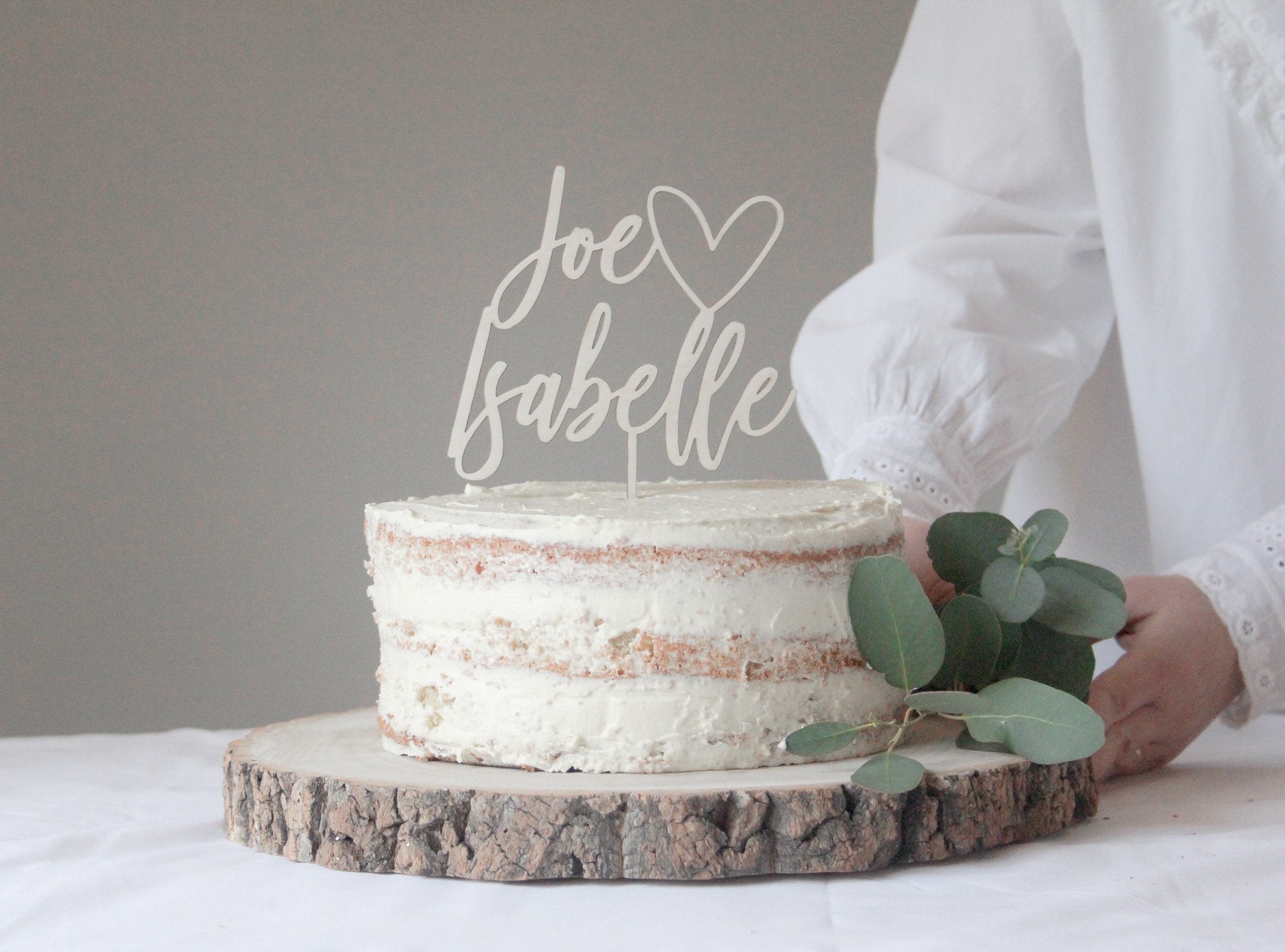 Wedding Cake Topper With Heart And First Names, Heart Topper