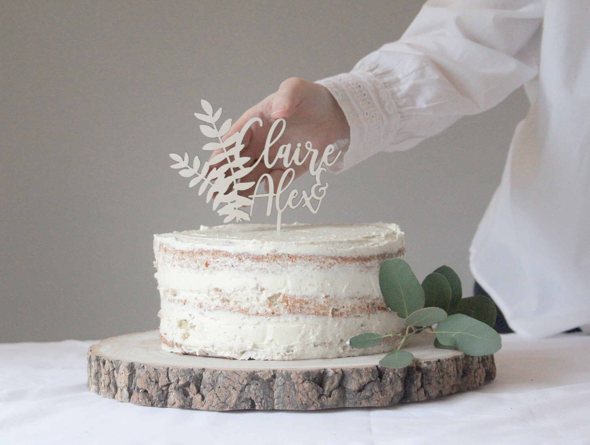 Custom Wedding Cake Topper, Floral Wedding Cake Topper