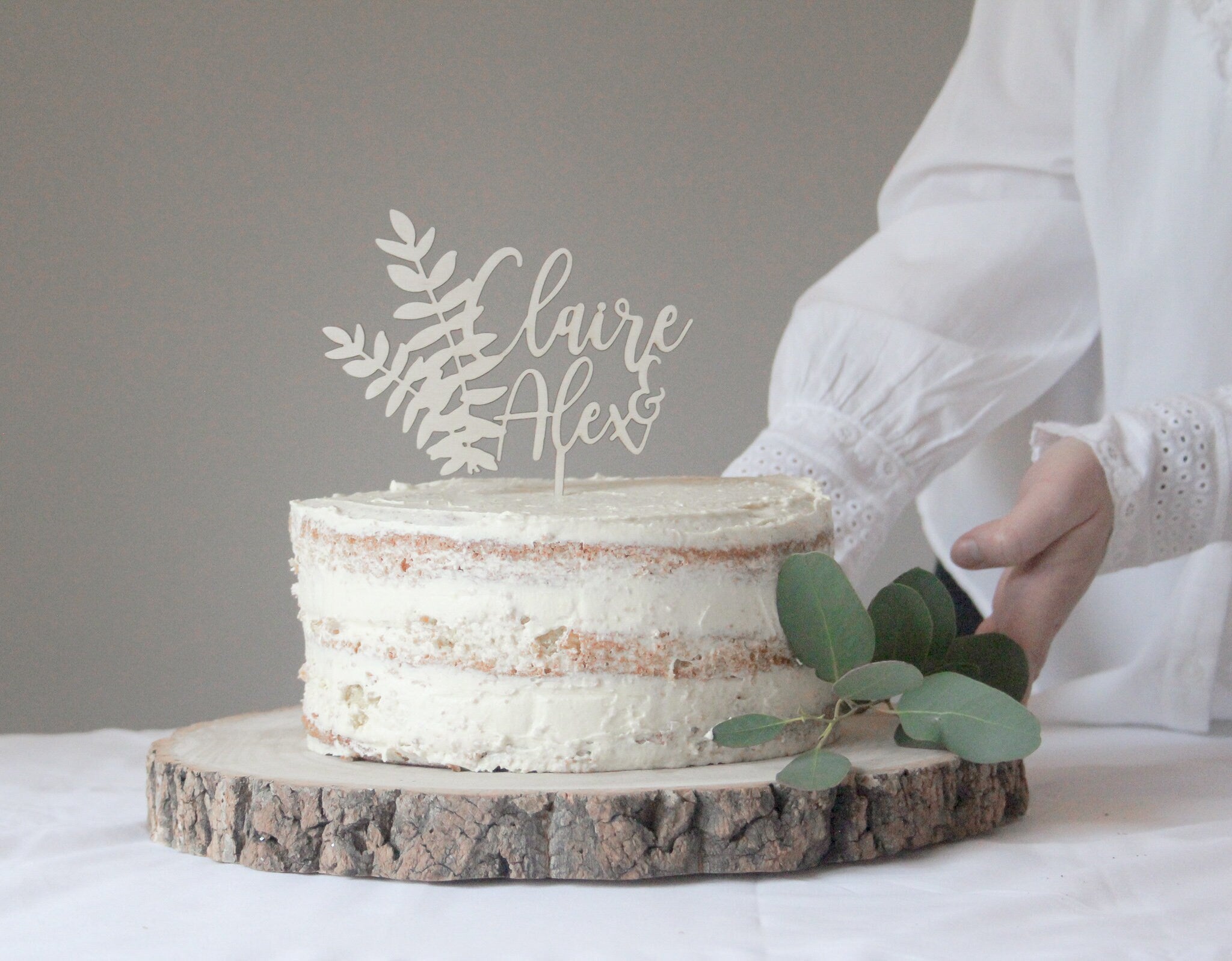 Custom Wedding Cake Topper, Floral Wedding Cake Topper