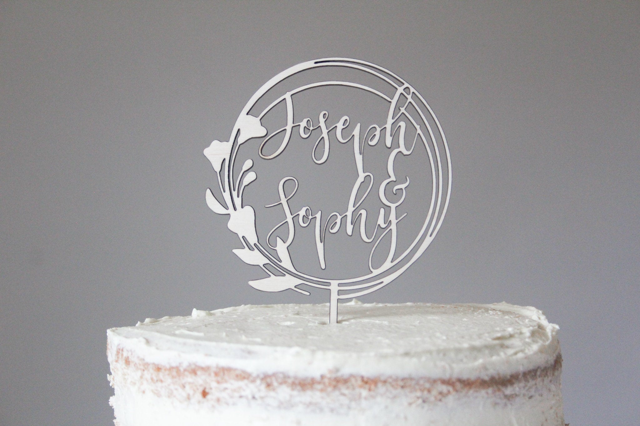 Floral Wedding Cake Topper, Botanical Wedding Topper