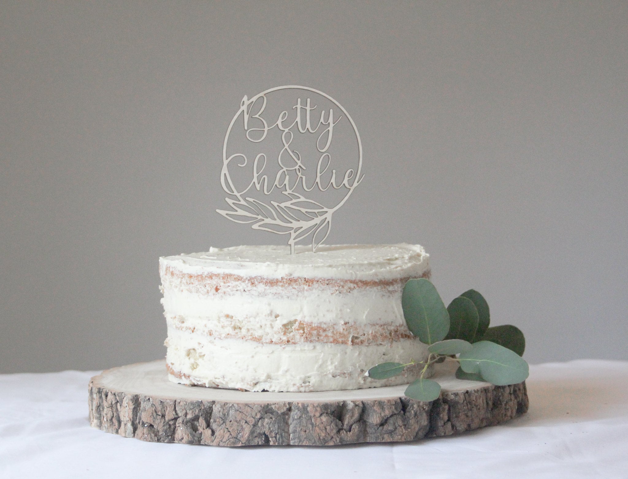 Personalised Name Cake Topper For Wedding, Minimal Wedding Topper