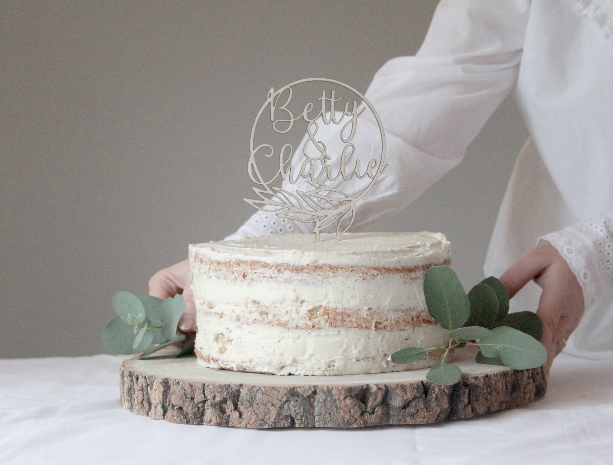 Personalised Name Cake Topper For Wedding, Minimal Wedding Topper