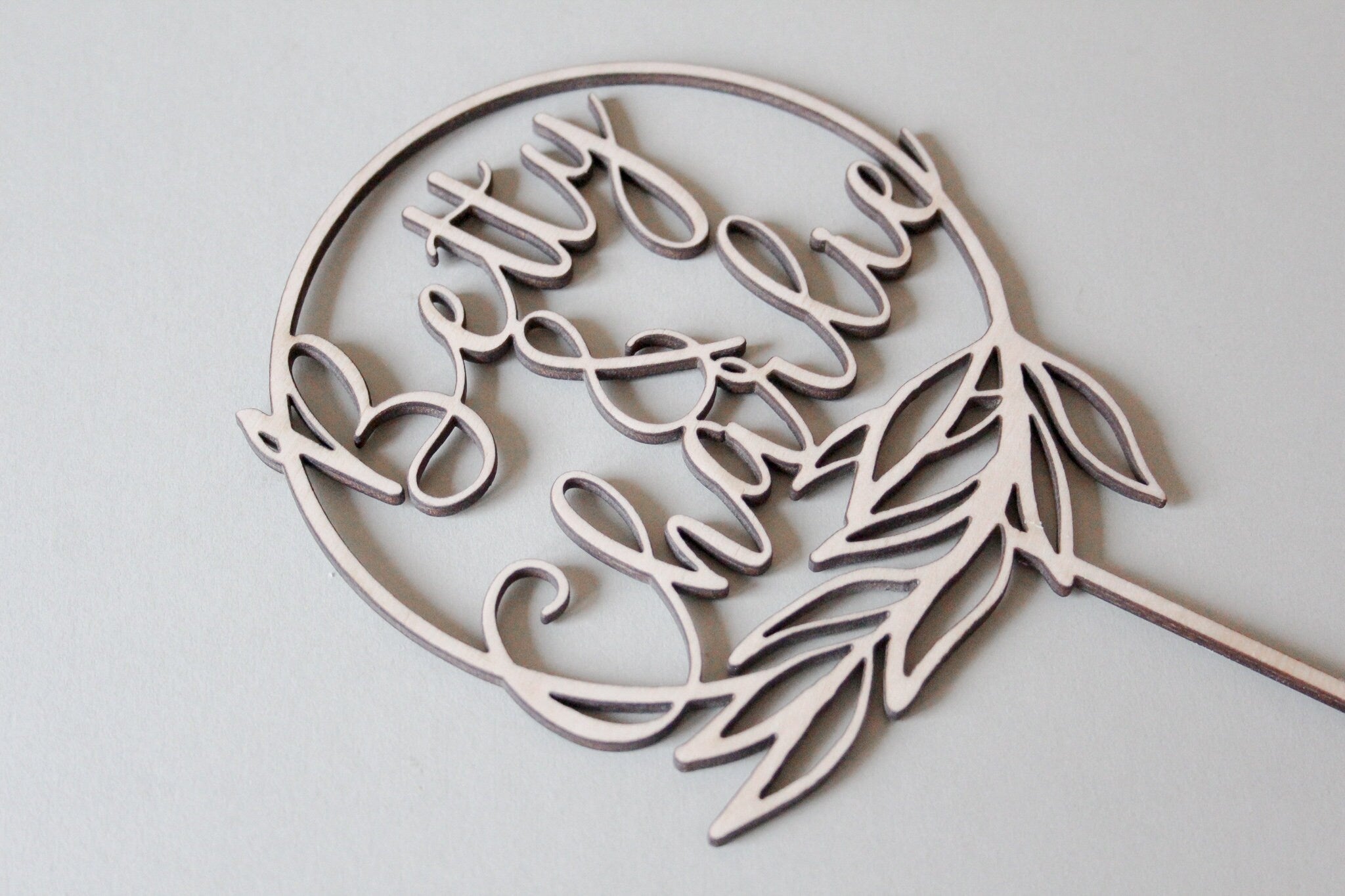 Personalised Name Cake Topper For Wedding, Minimal Wedding Topper