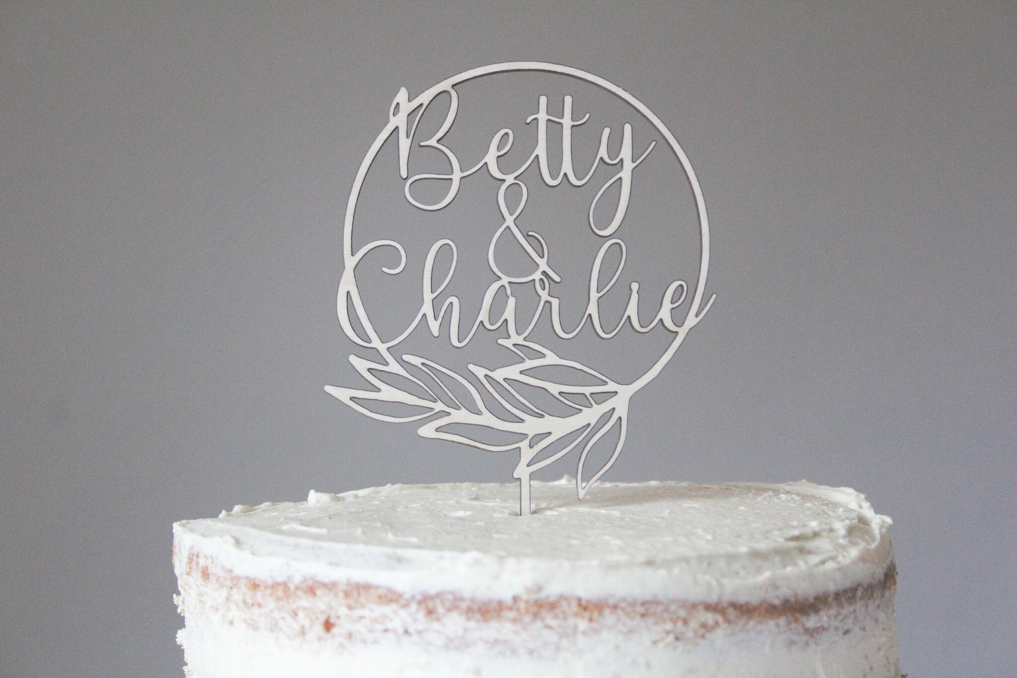 Personalised Name Cake Topper For Wedding, Minimal Wedding Topper