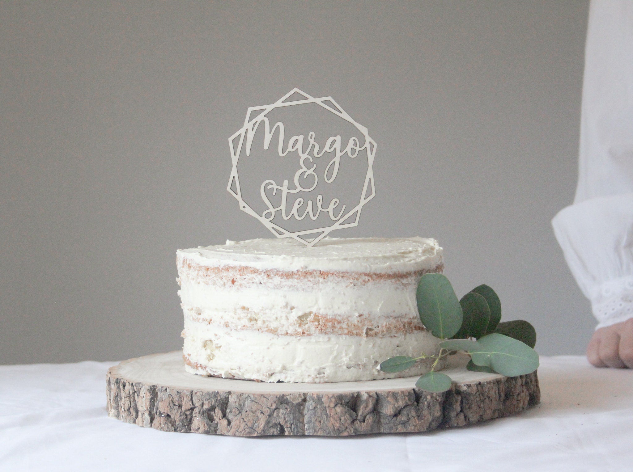 Custom Geometric Wedding Cake Topper, Minimal Wedding Topper