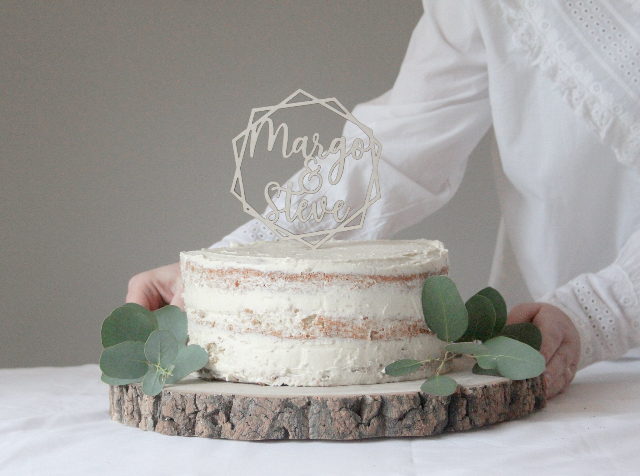 Custom Geometric Wedding Cake Topper, Minimal Wedding Topper