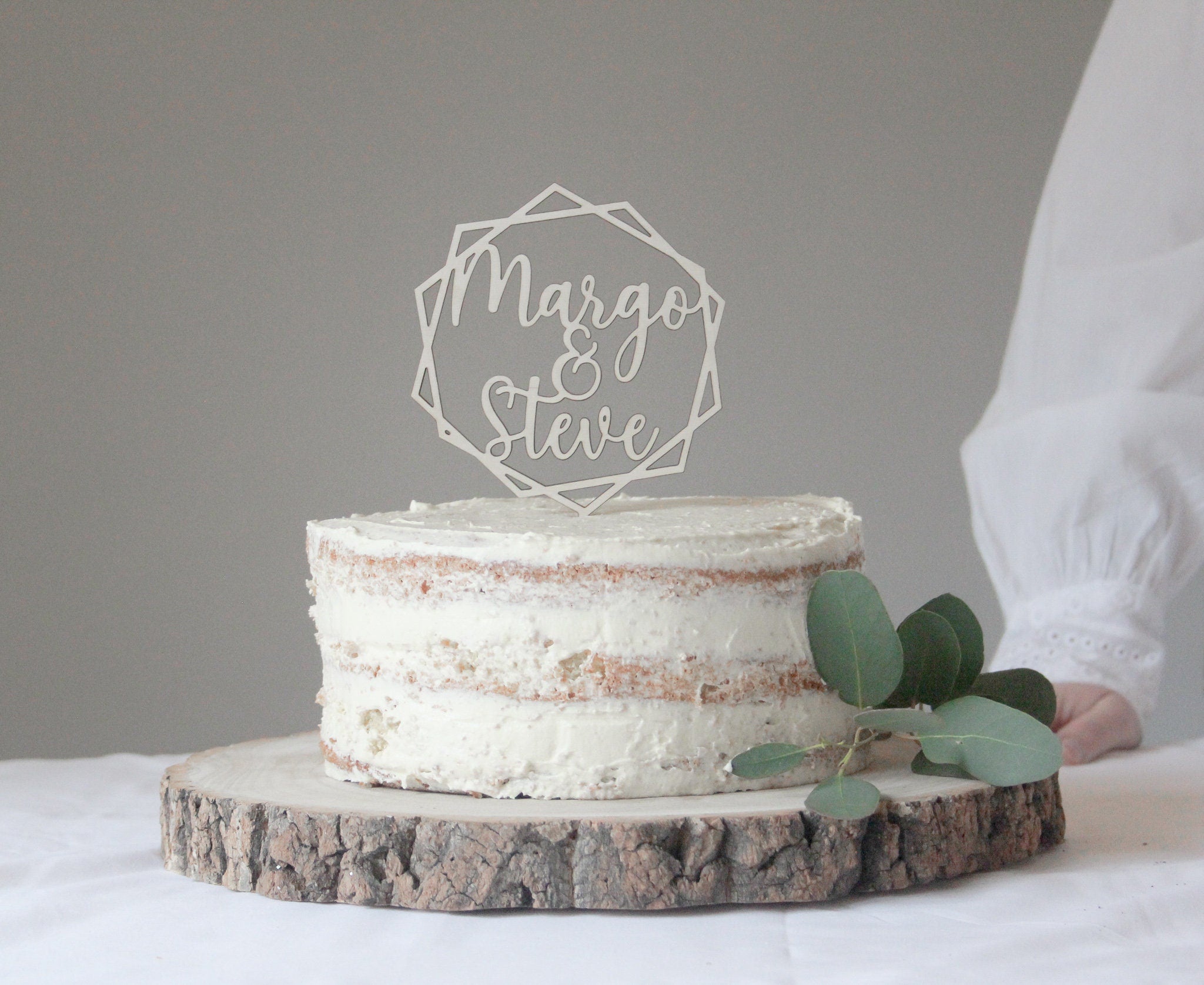 Custom Geometric Wedding Cake Topper, Minimal Wedding Topper