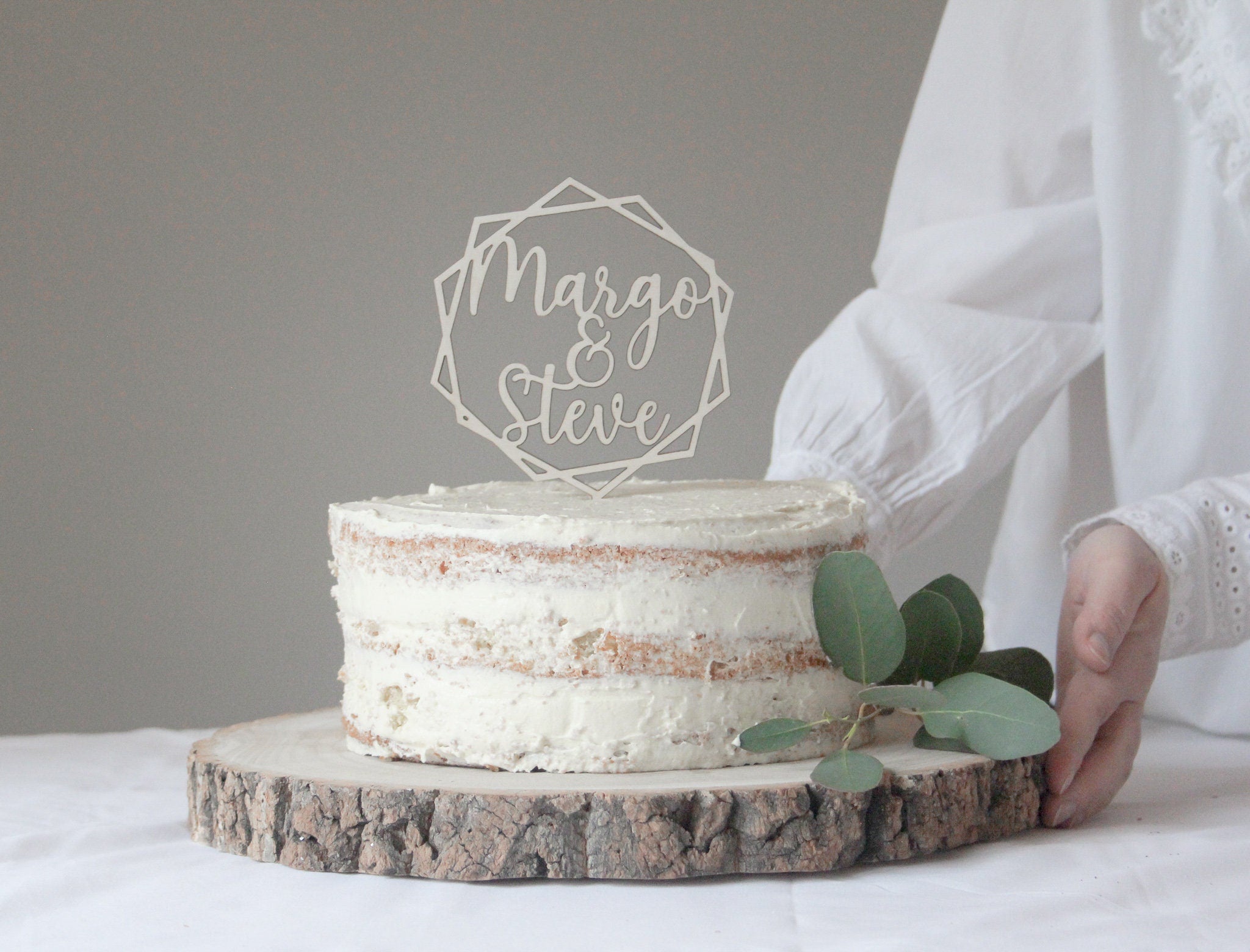 Custom Geometric Wedding Cake Topper, Minimal Wedding Topper