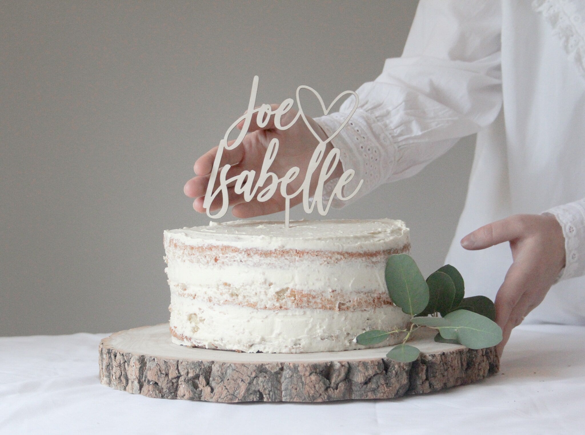 Wedding Cake Topper With Heart And First Names, Heart Topper