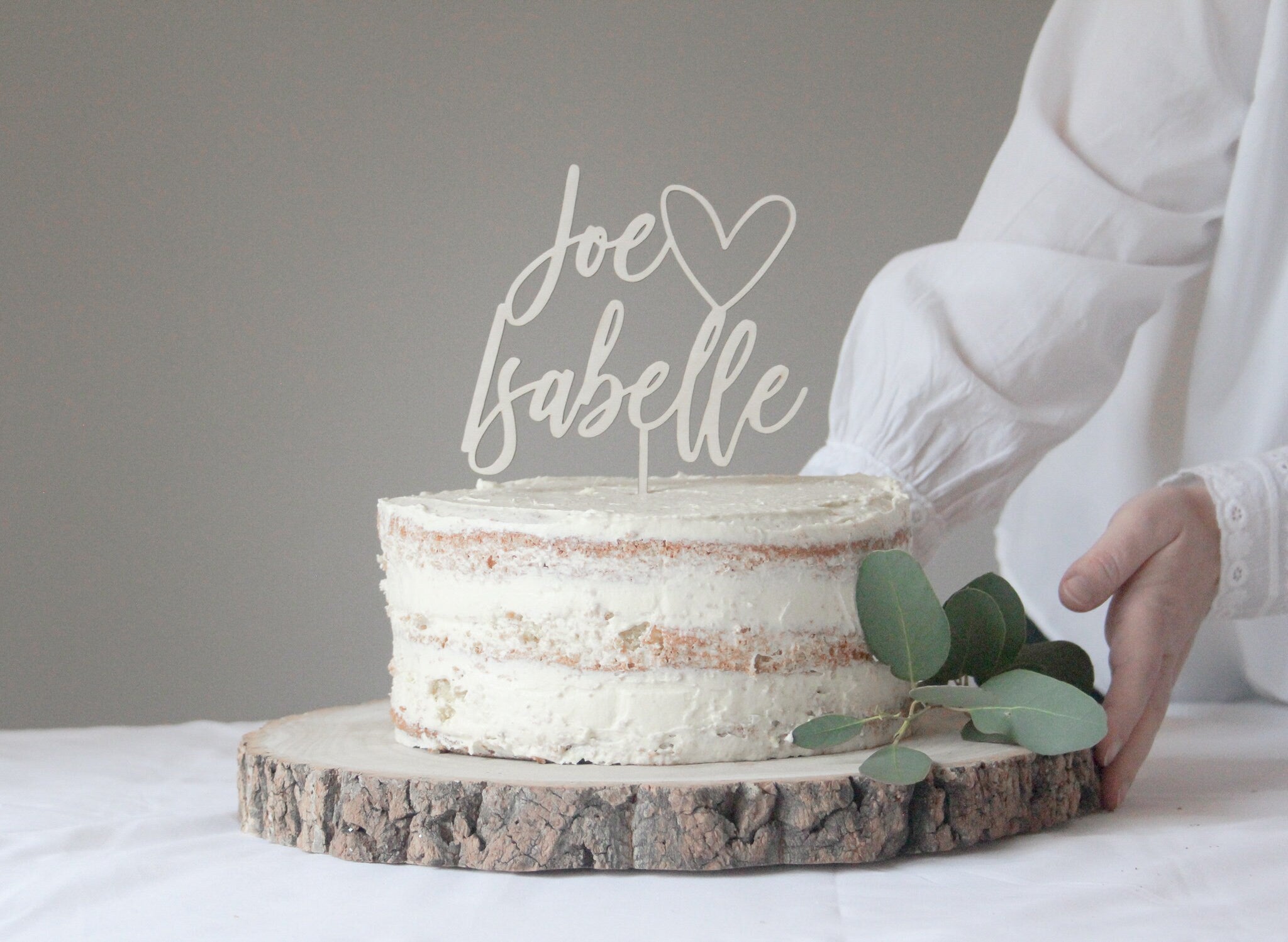 Wedding Cake Topper With Heart And First Names, Heart Topper