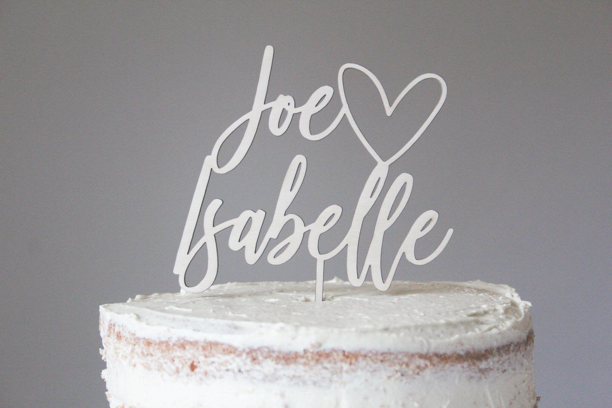 Wedding Cake Topper With Heart And First Names, Heart Topper