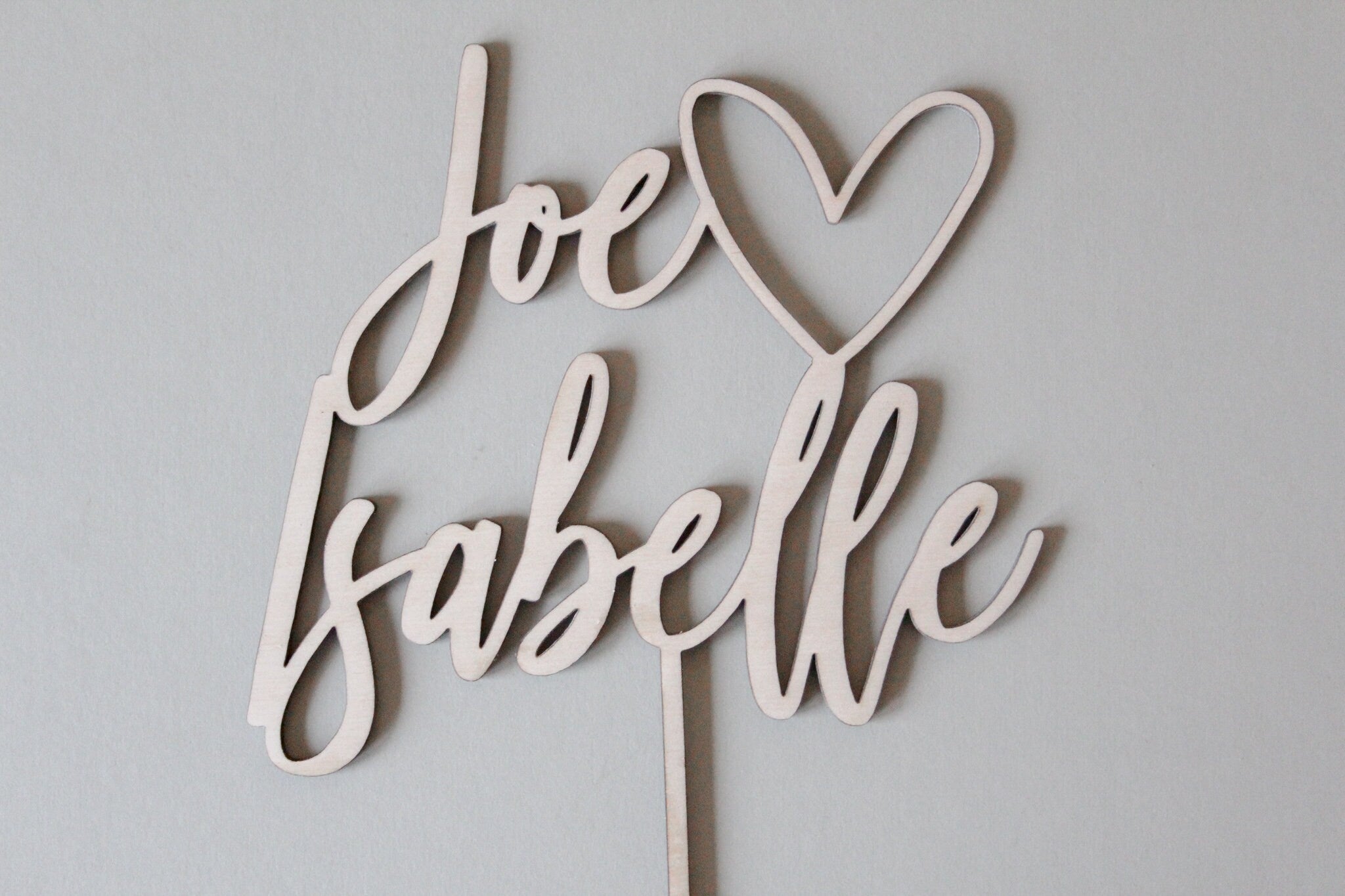 Wedding Cake Topper With Heart And First Names, Heart Topper