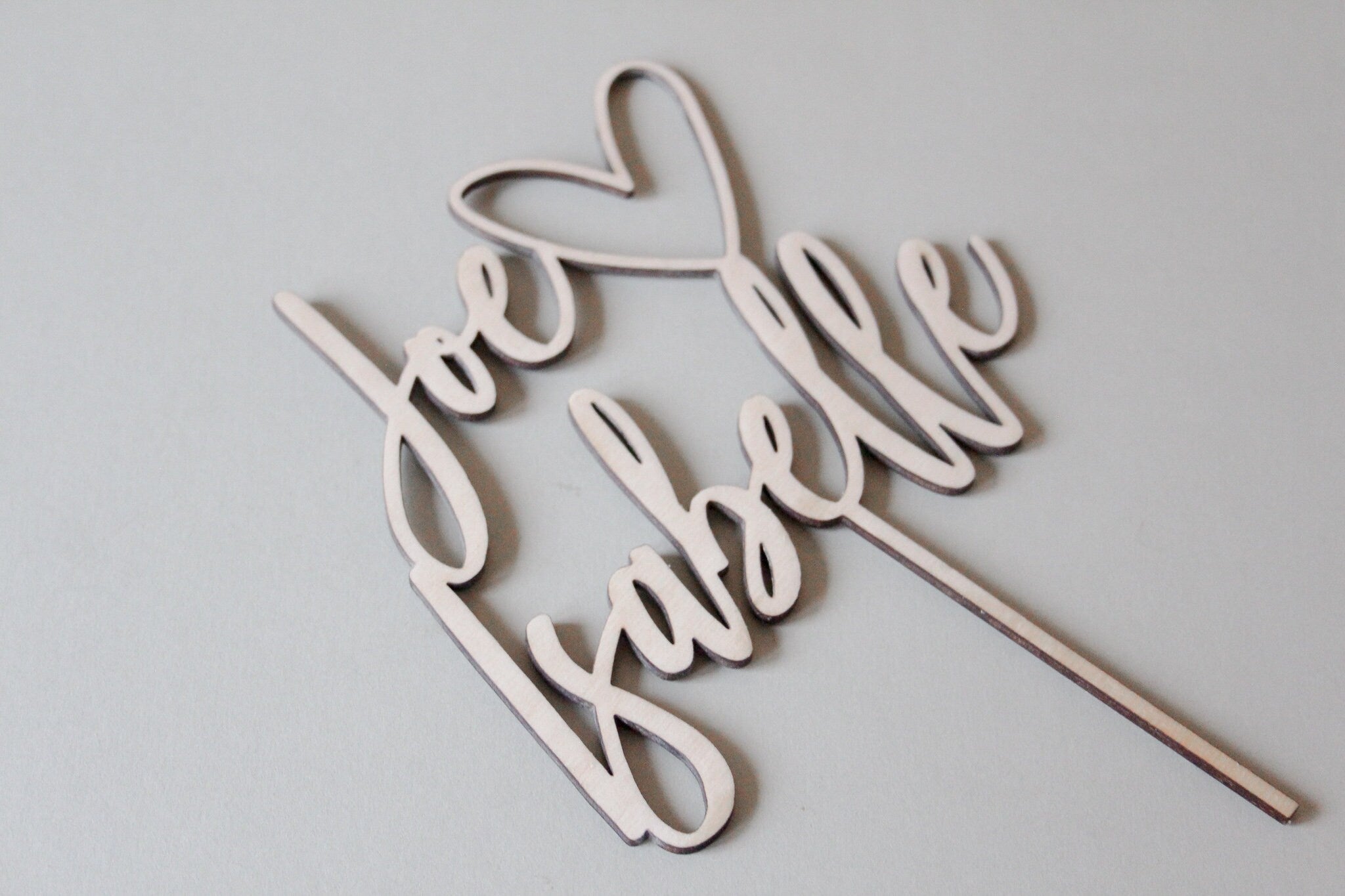 Wedding Cake Topper With Heart And First Names, Heart Topper