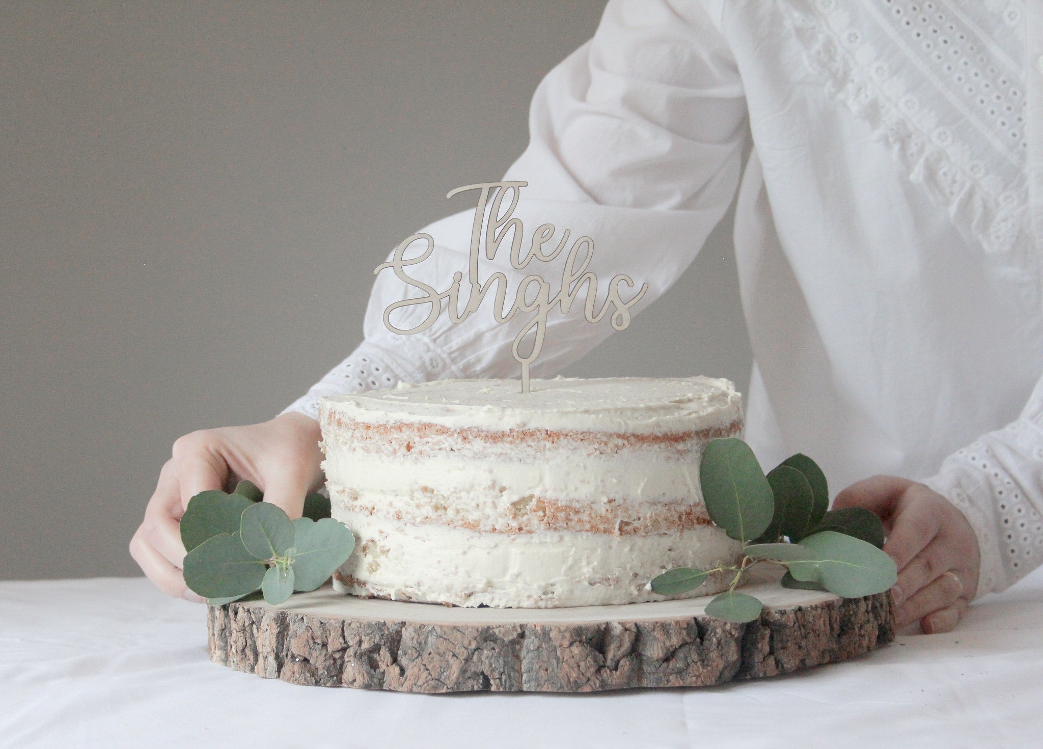 Surname Wedding Cake Topper, Minimal Wedding Topper