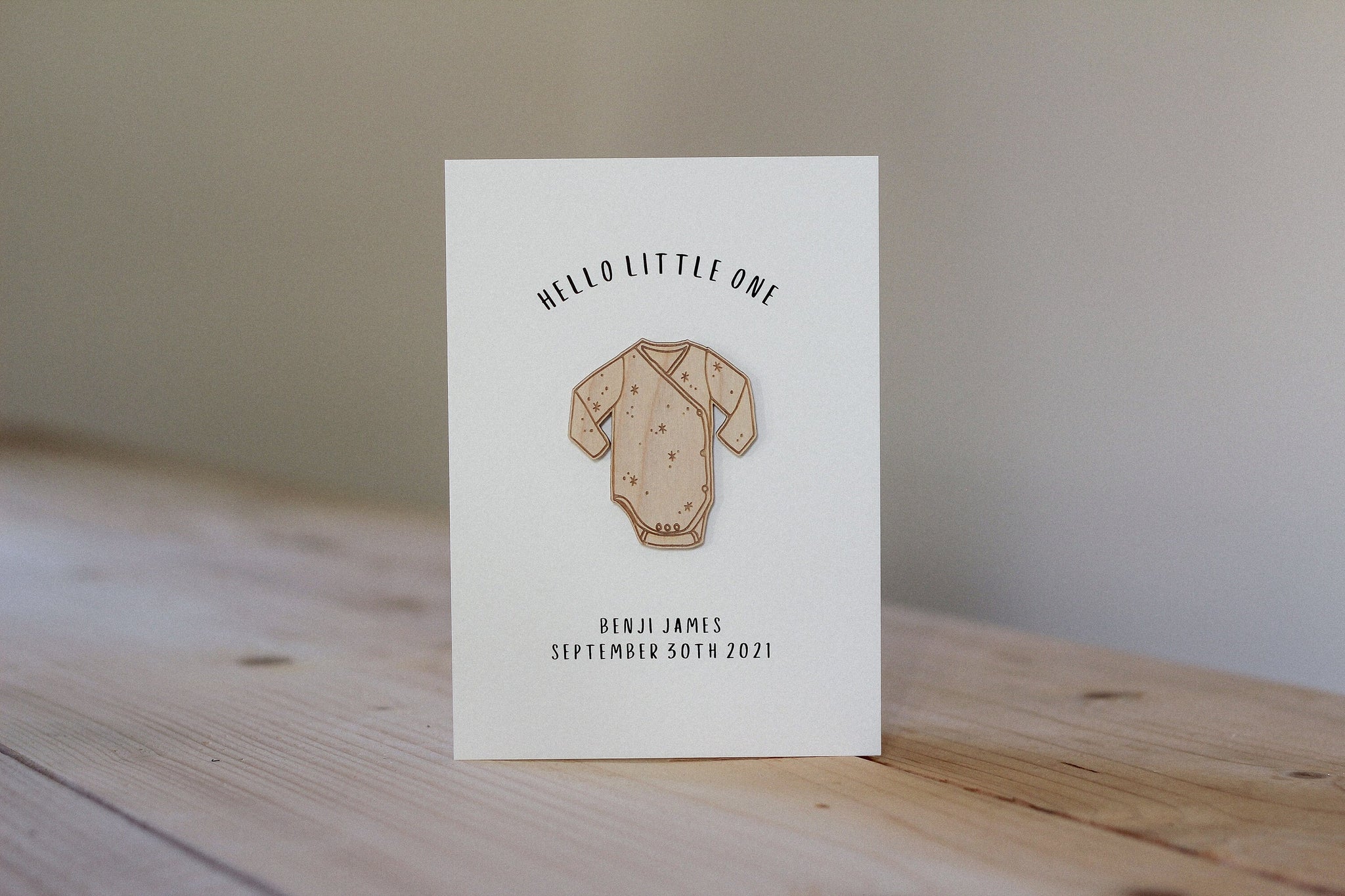 Personalised Hello Little One Card | Celebration Card | Wooden Card