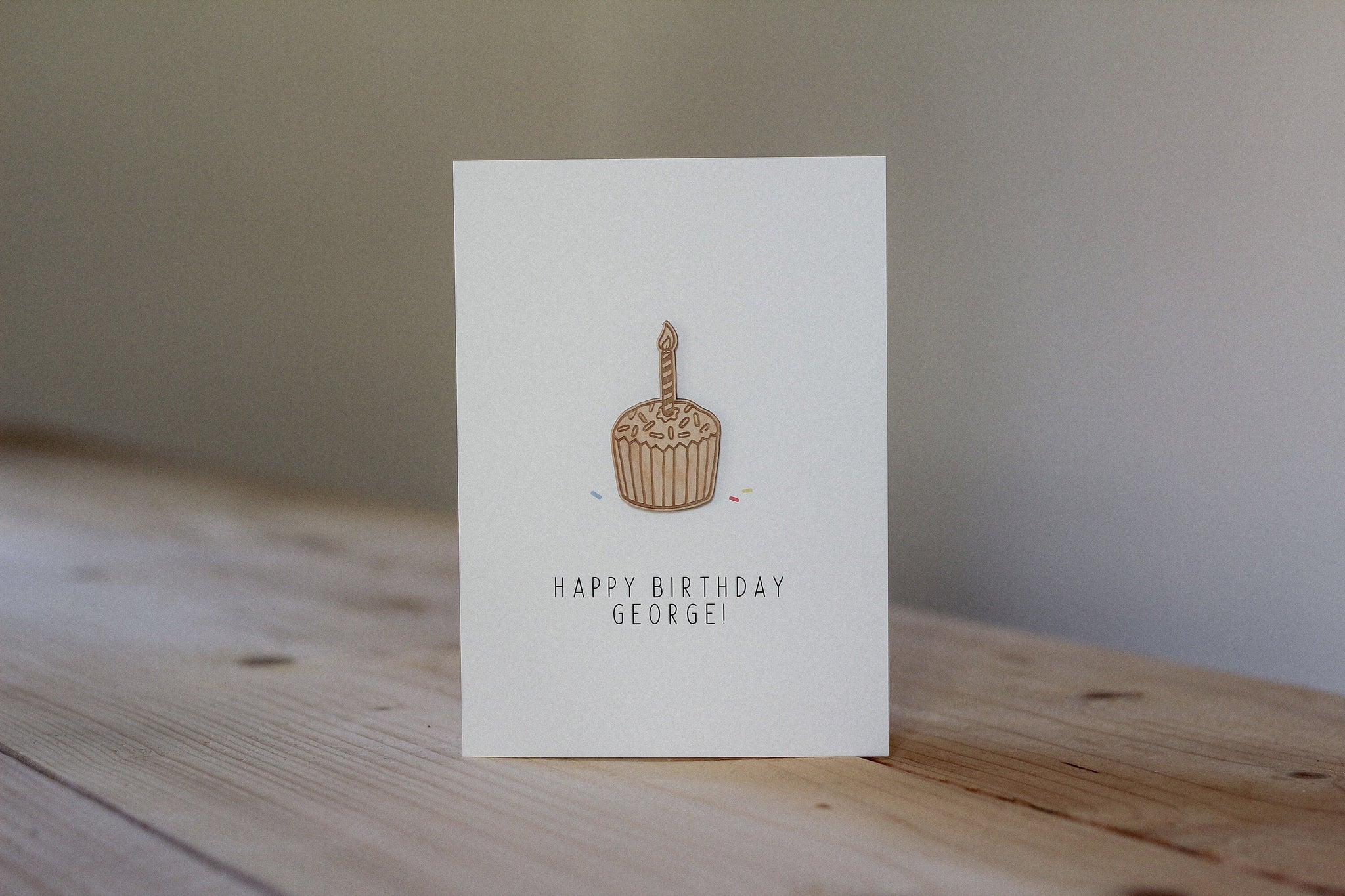 Personalised Cake Birthday Card | Celebration Card | Wooden Card