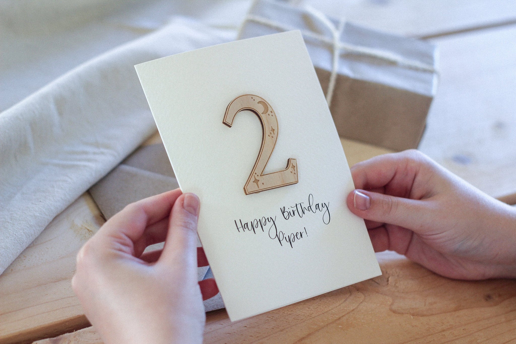 Personalised Number Birthday Card | 2nd Birthday | Celebration Card | Wooden Card