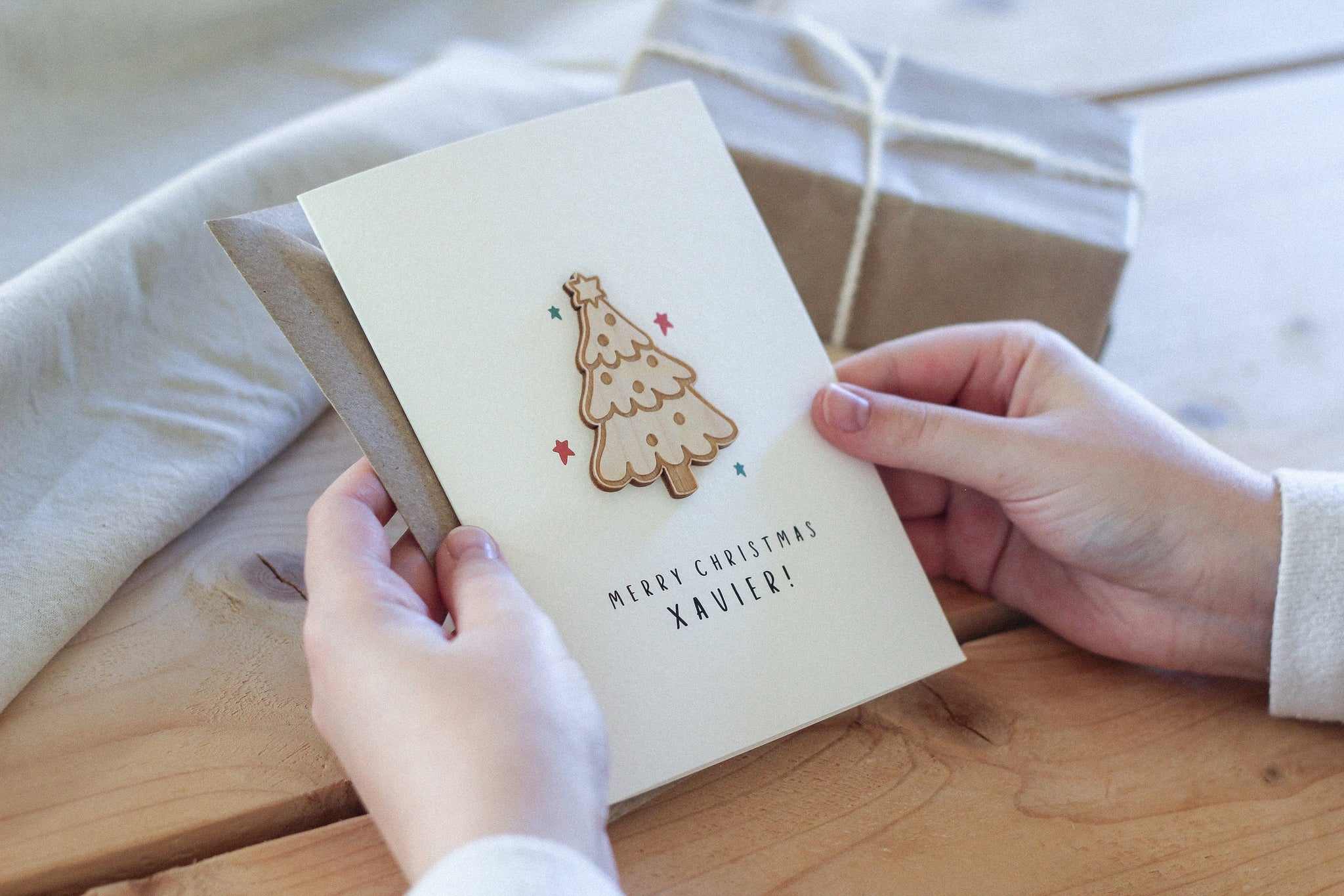 Personalised Christmas Card | Christmas Tree | Celebration Card | Wooden Card
