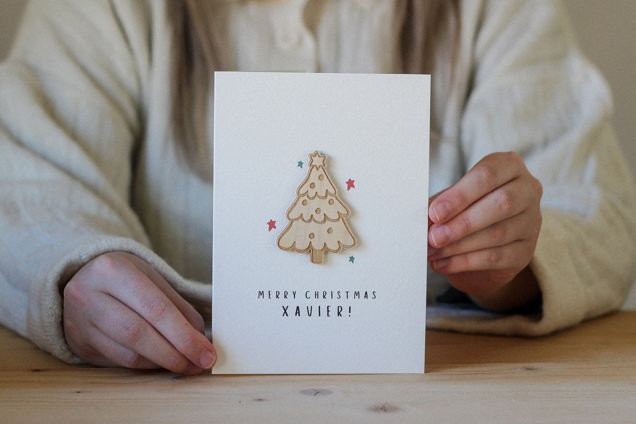 Personalised Christmas Card | Christmas Tree | Celebration Card | Wooden Card