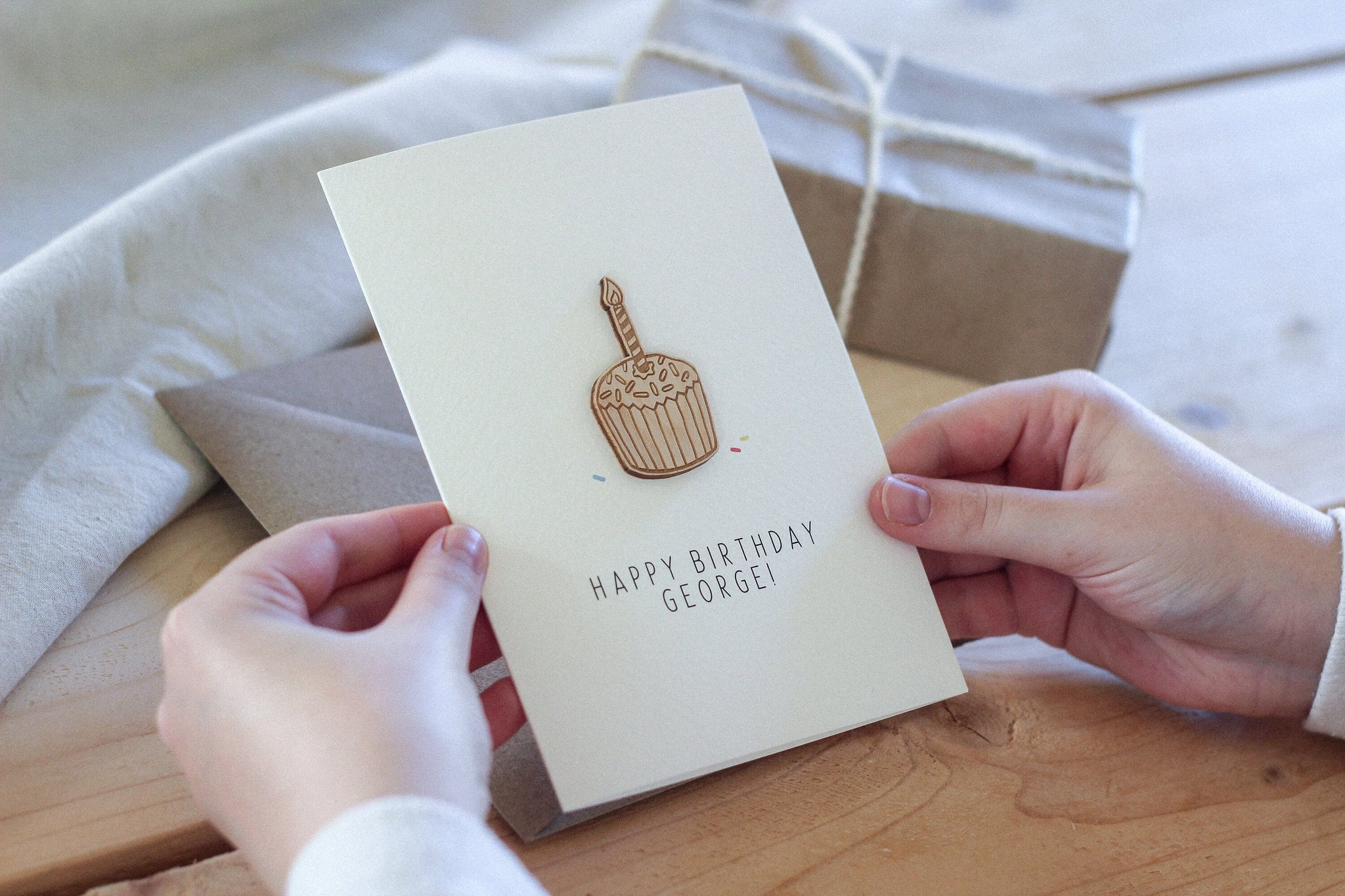 Personalised Cake Birthday Card | Celebration Card | Wooden Card