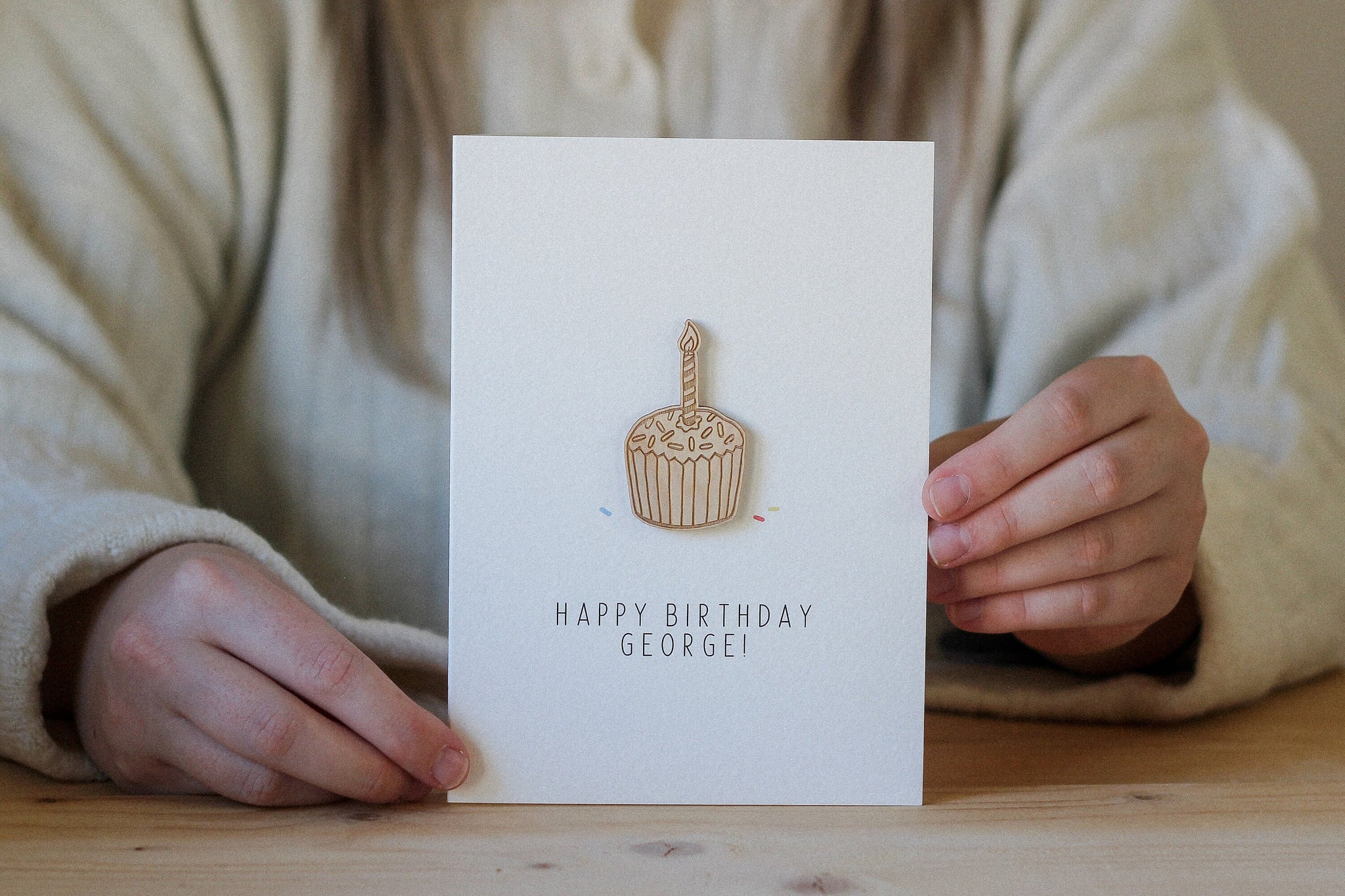 Personalised Cake Birthday Card | Celebration Card | Wooden Card