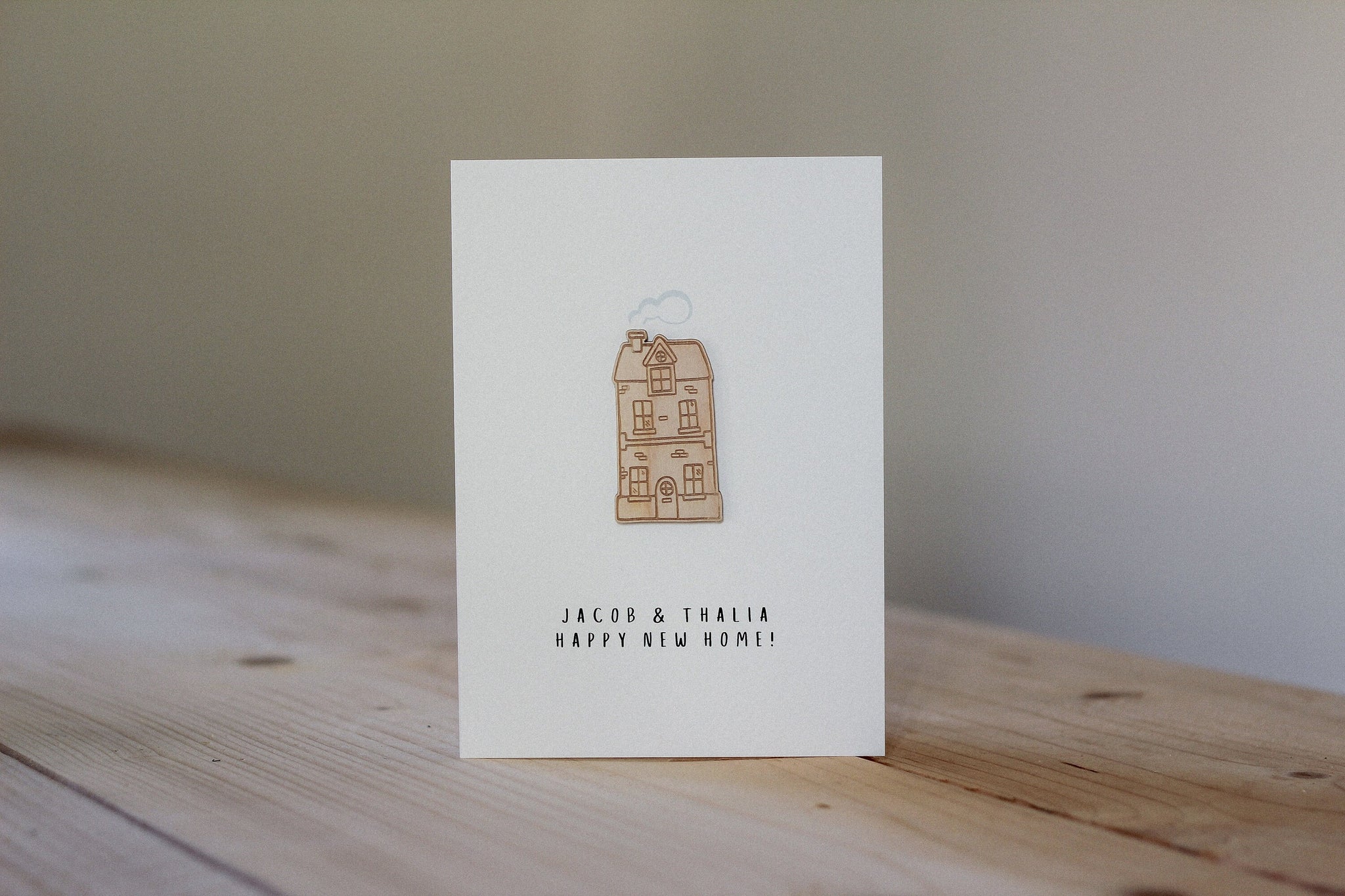 Personalised New Home Card | House Illustration | Celebration Card | Wooden Card