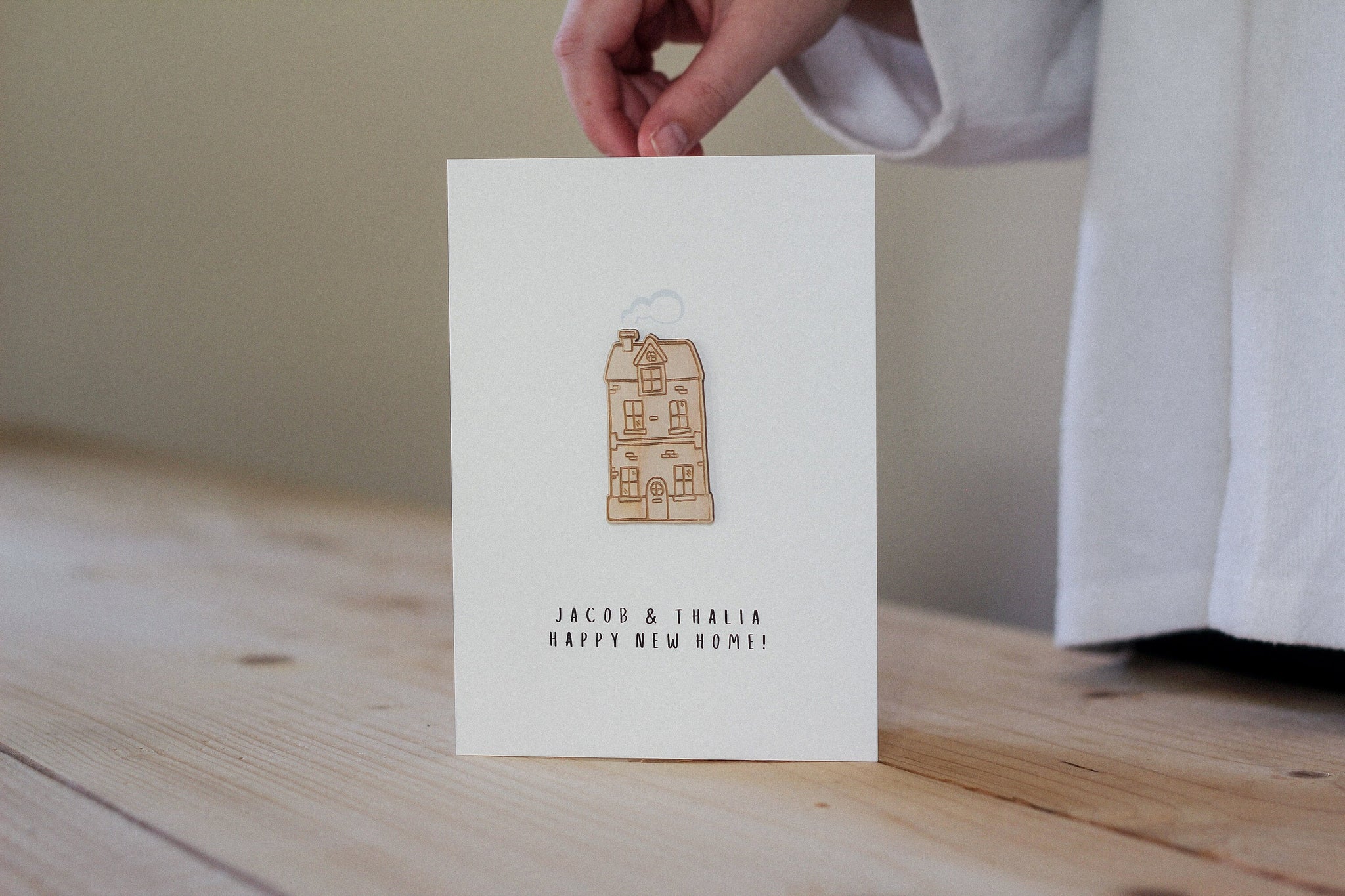 Personalised New Home Card | House Illustration | Celebration Card | Wooden Card