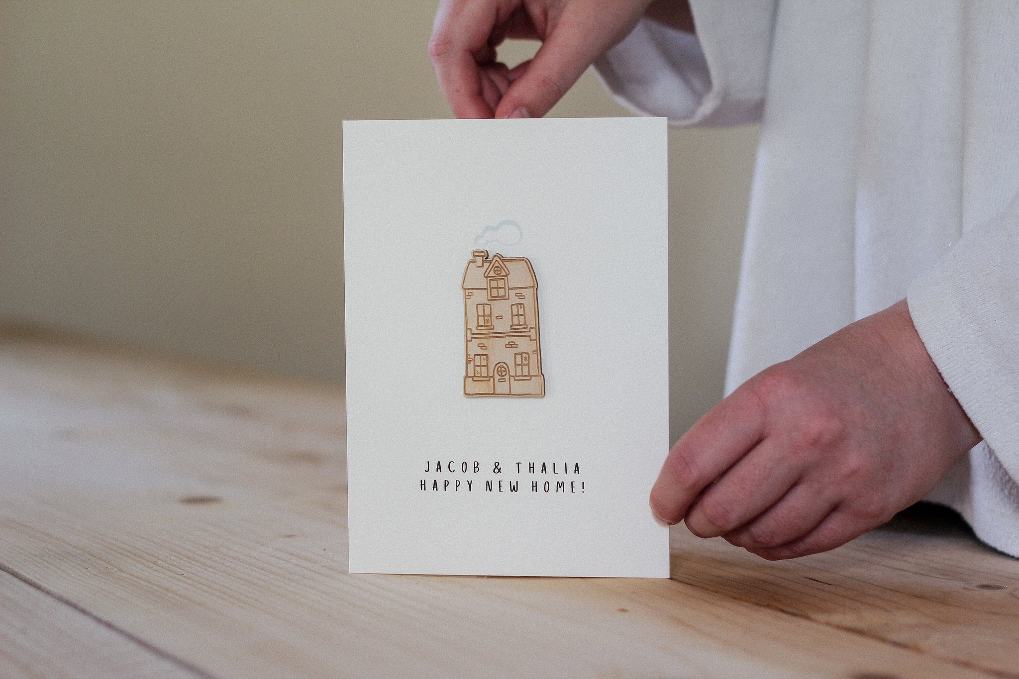 Personalised New Home Card | House Illustration | Celebration Card | Wooden Card