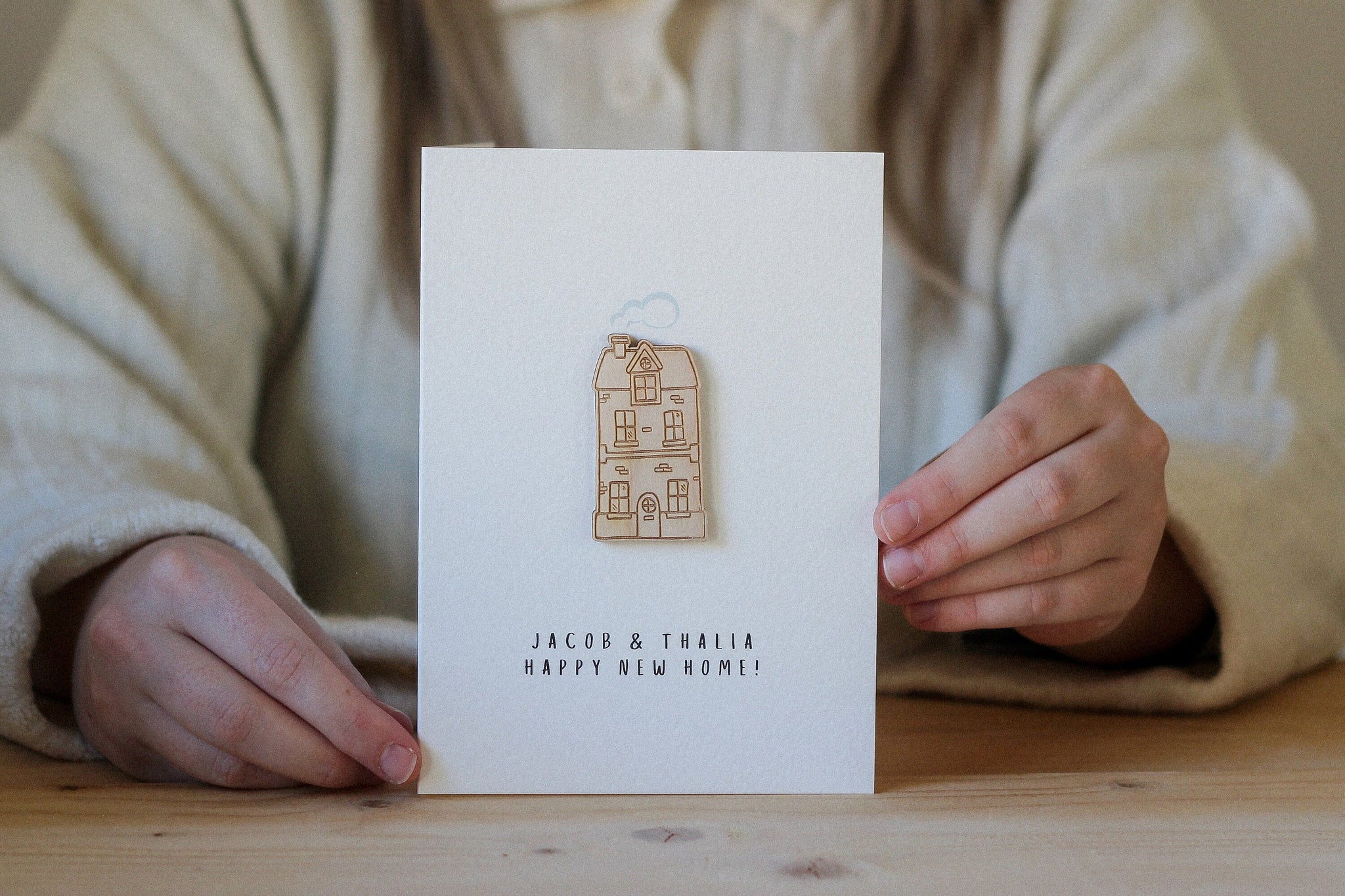 Personalised New Home Card | House Illustration | Celebration Card | Wooden Card