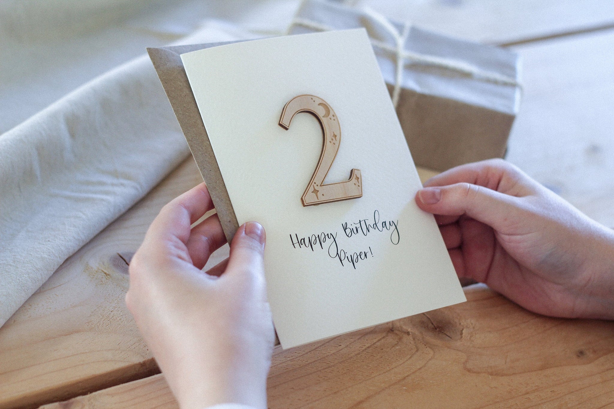 Personalised Number Birthday Card | 2nd Birthday | Celebration Card | Wooden Card