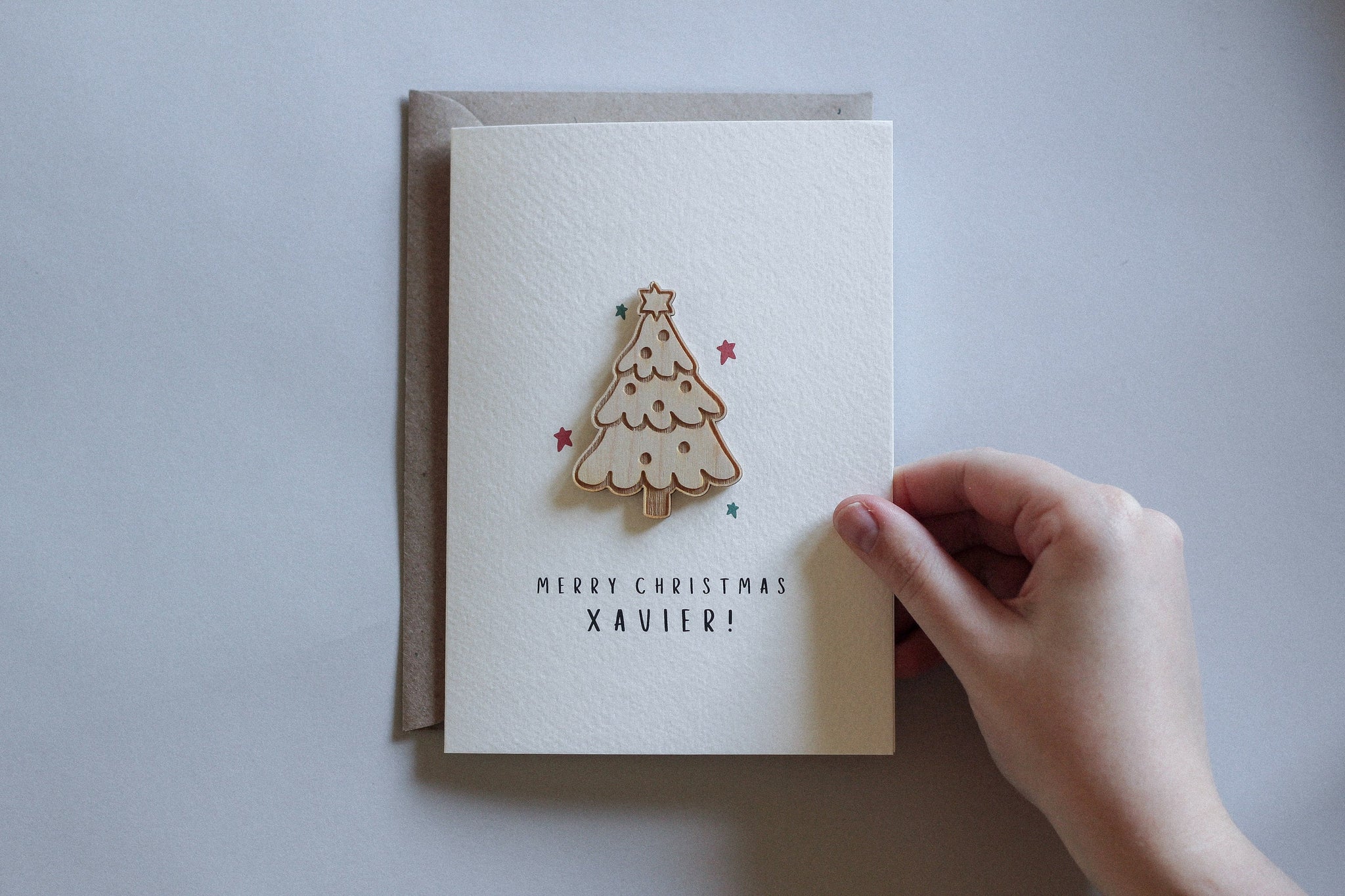 Personalised Christmas Card | Christmas Tree | Celebration Card | Wooden Card
