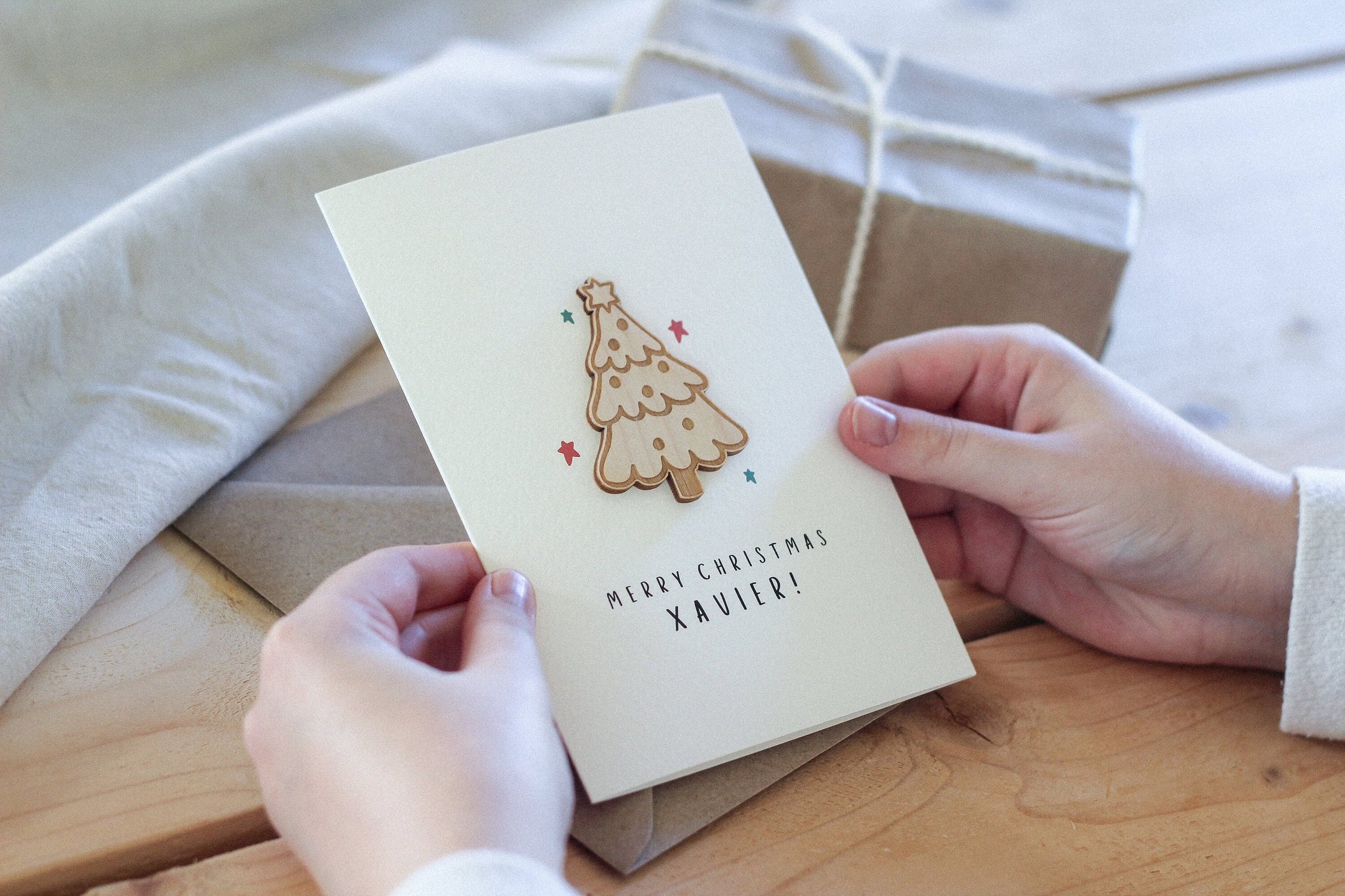 Personalised Christmas Card | Christmas Tree | Celebration Card | Wooden Card