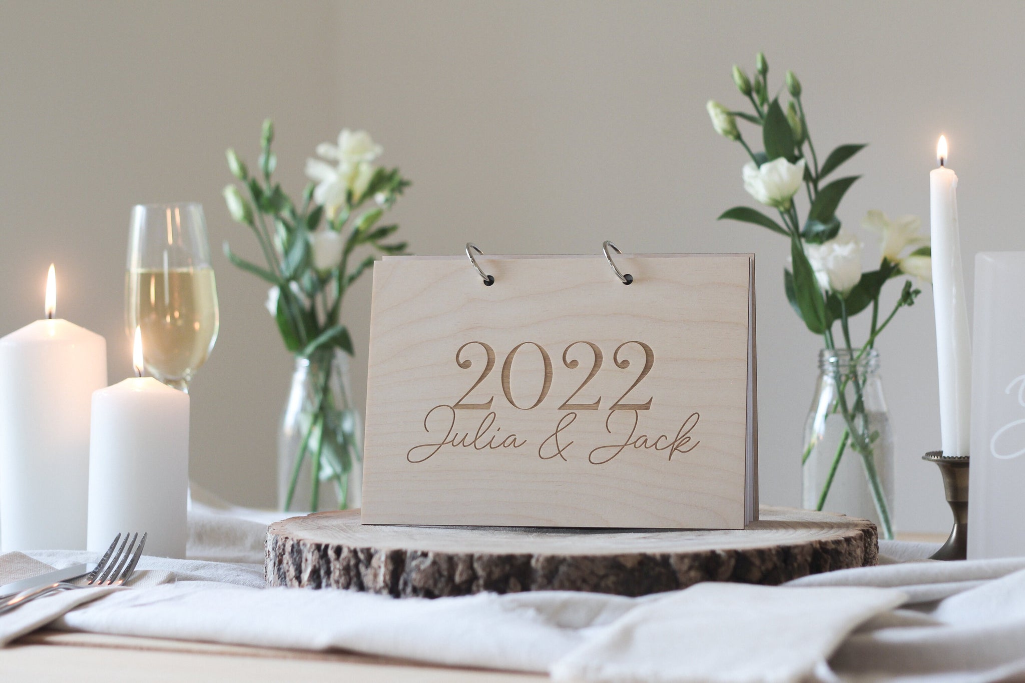 2022 Wedding Guest Book, Wooden Wedding Guest Book