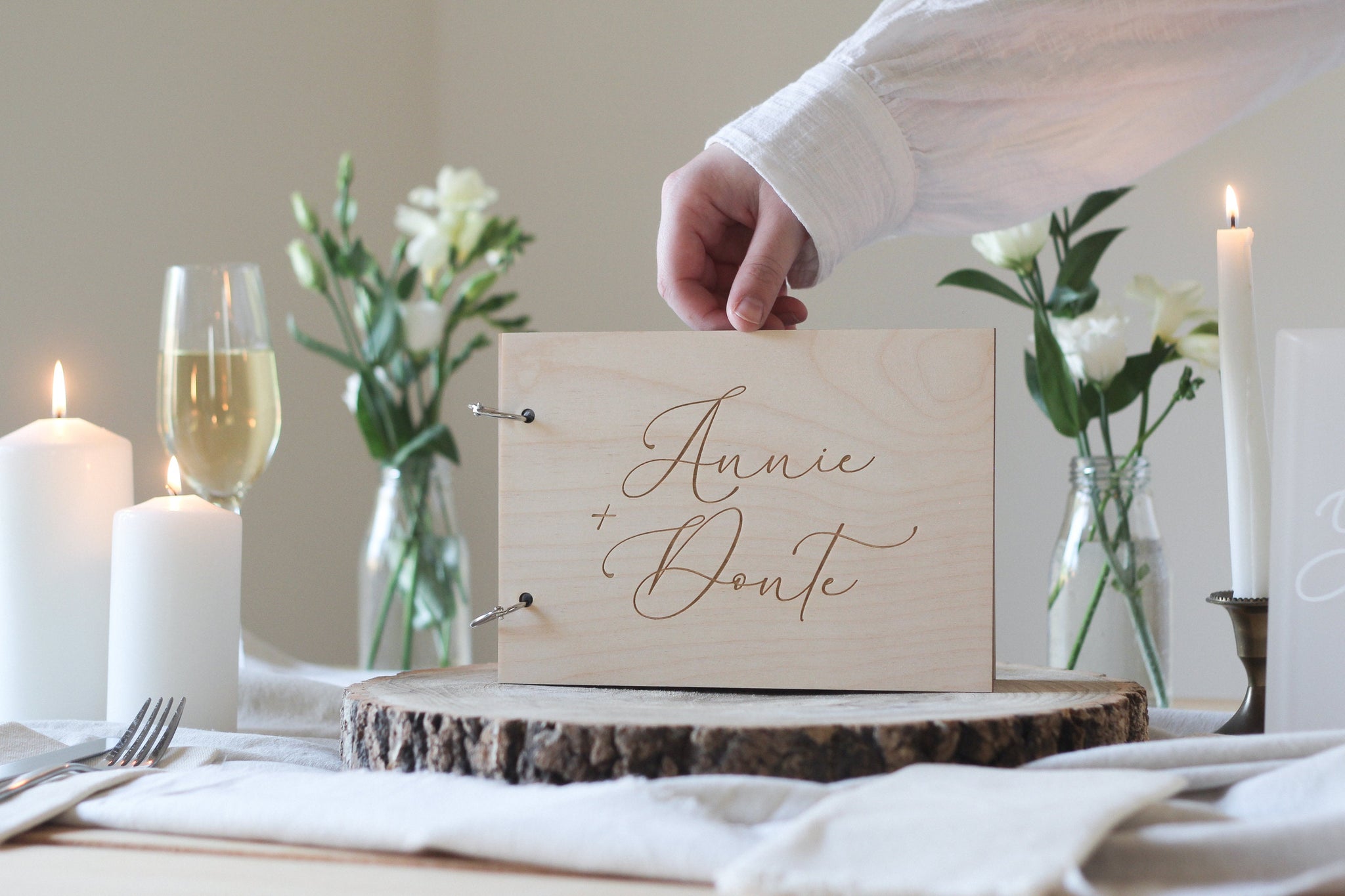 Forename Wedding Guest Book, Wooden Wedding Guest Book