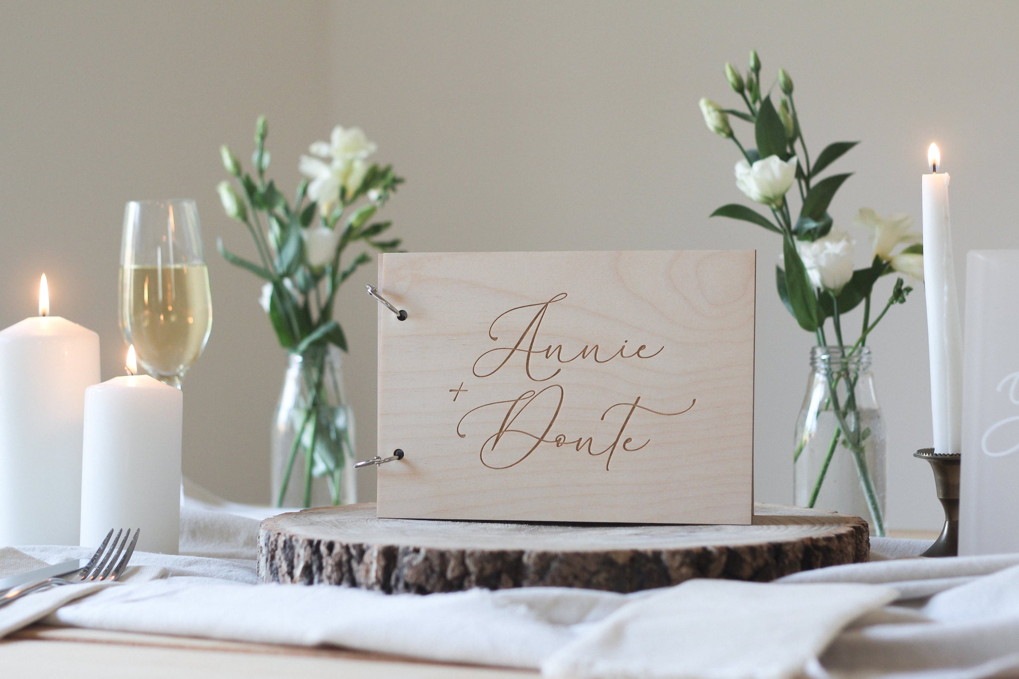 Forename Wedding Guest Book, Wooden Wedding Guest Book