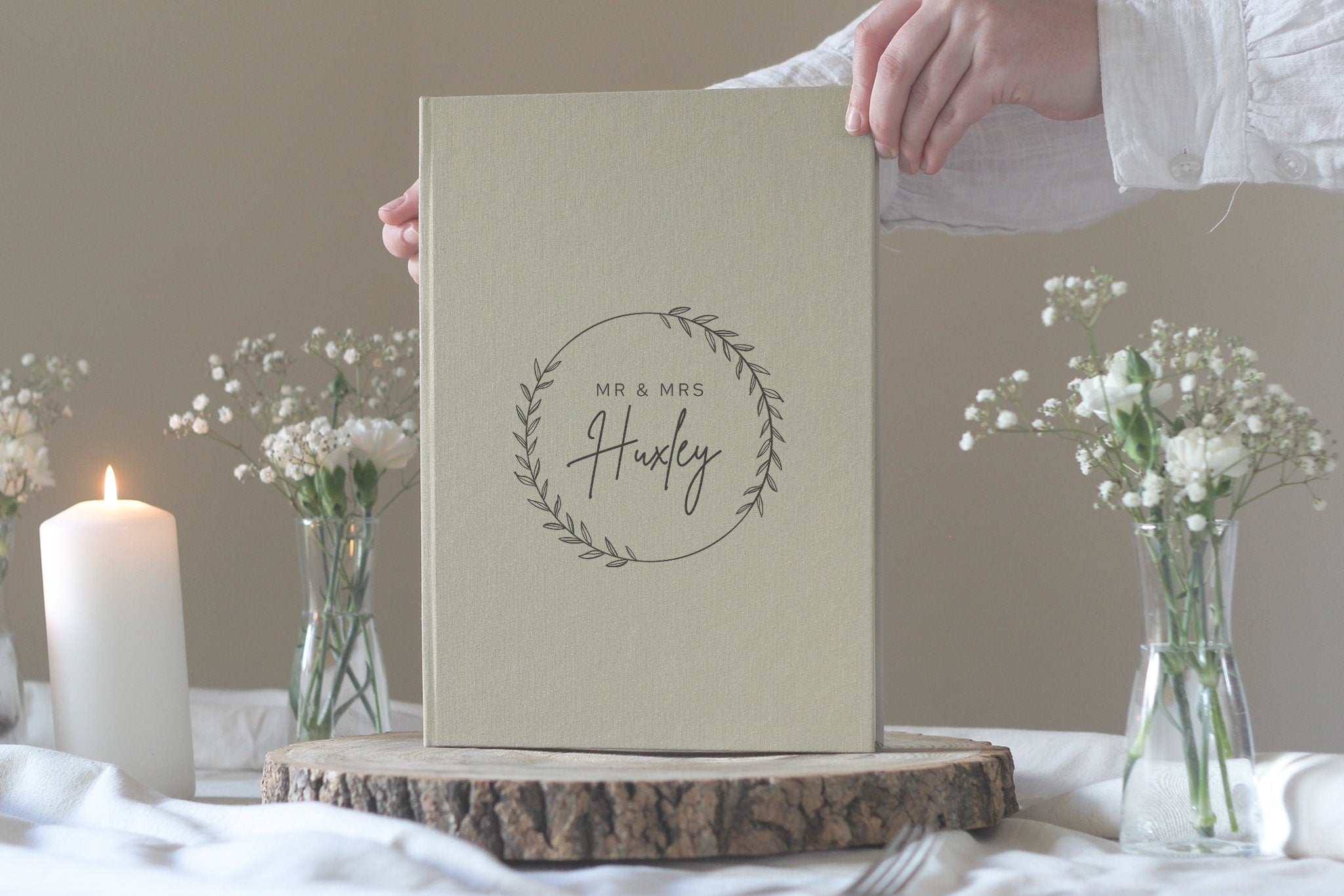 Last Name Wedding Guest Book, Linen Wedding Guest Book
