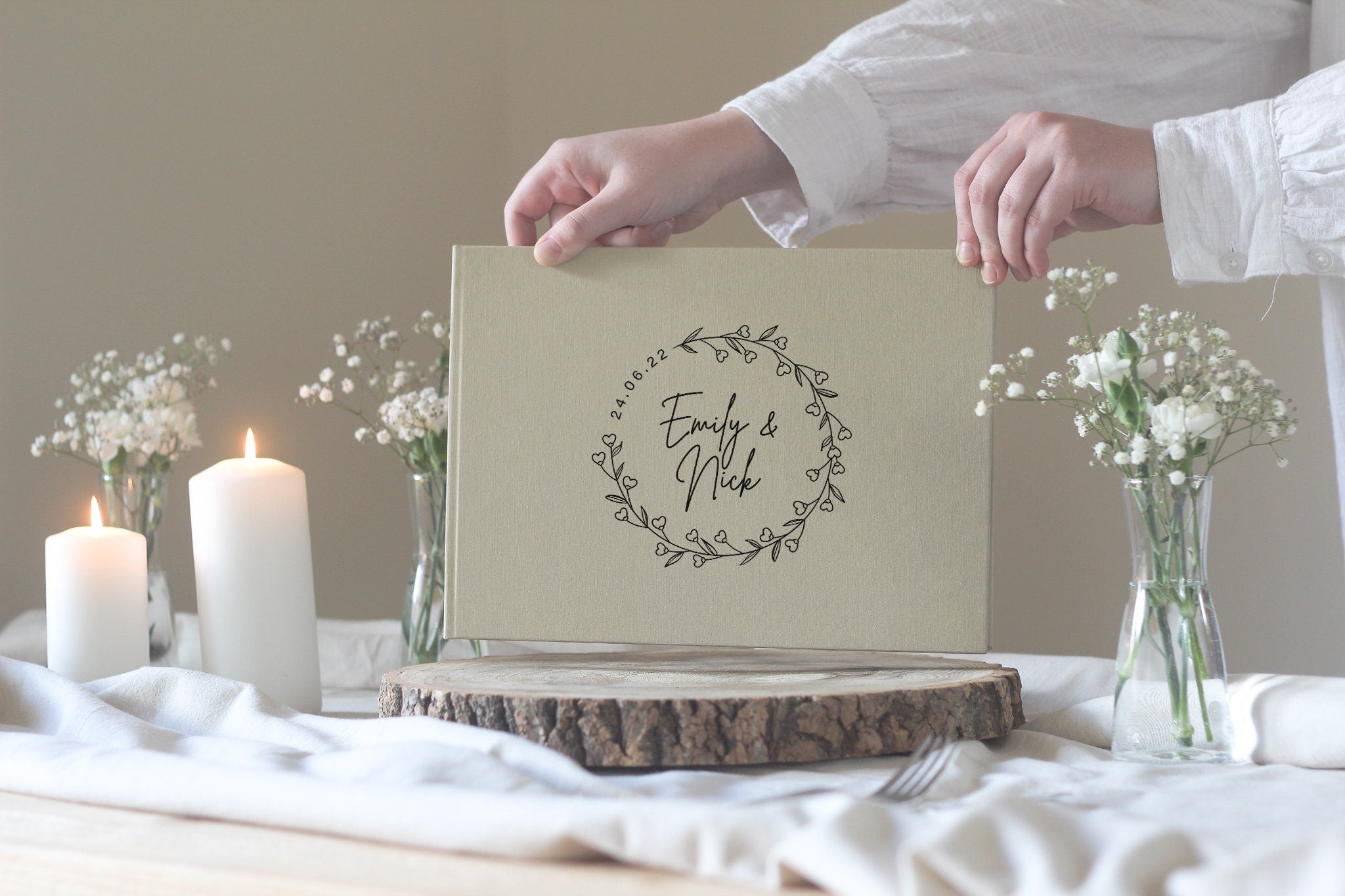 Last Name Wedding Guest Book, Linen Wedding Guest Book